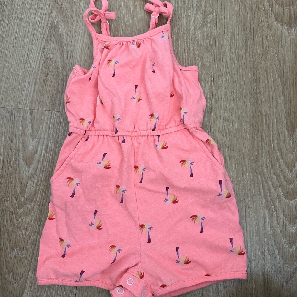 Cat & Jack Coral Romper with Tropical Print